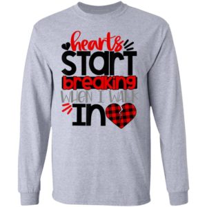 Buffalo Plaid Valentines Shirt Hearts Start Breaking Walk In Valentines Day Shirt Long Sleeve
