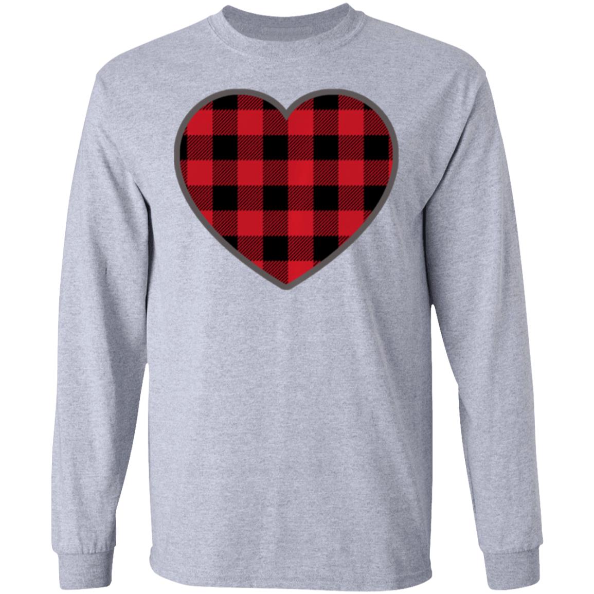 Heart Valentines Day Buffalo Plaid T-Shirt Long Sleeve Heart Valentines Day Buffalo Plaid T-Shirt Long Sleeve