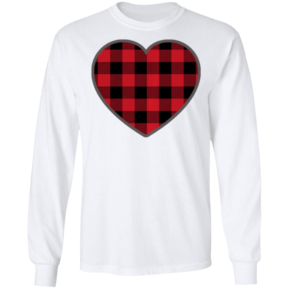 Heart Valentines Day Buffalo Plaid T-Shirt Long Sleeve Heart Valentines Day Buffalo Plaid T-Shirt Long Sleeve