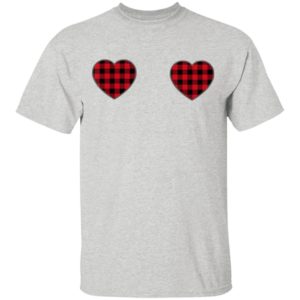 Heart Valentines Day Buffalo Plaid T-Shirt