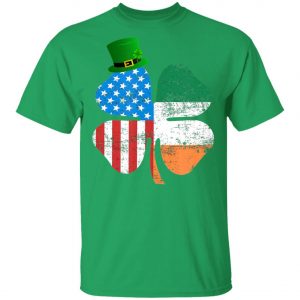 American Flag A Green Leprechauns Hat Saint Patricks Day T-Shirt Long Sleeve