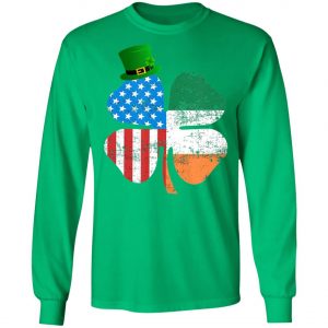American Flag A Green Leprechauns Hat Saint Patricks Day T-Shirt Long Sleeve