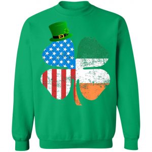 American Flag A Green Leprechauns Hat Saint Patricks Day T-Shirt Long Sleeve