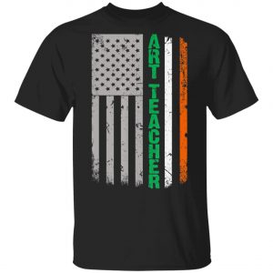 Art Teacher Irish American Flag Saint Patricks Day Shirt, Long Sleeve