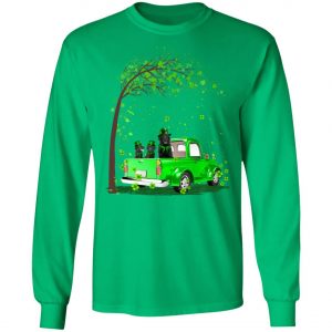 Black Labrador Butterflies Balloons Truck St Patrick's Day T-Shirt, LS
