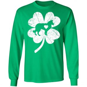 Border Collie In Shamrock Clover St Patricks Day Irish T-Shirt, Long Sleeve