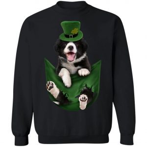 Border Collie In Your Pocket St Patricks Day Dog Lover T-Shirt, Long Sleeve