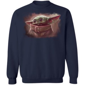 Baby Yoda Shirt Star Wars The Mandalorian The Child Cute Painted Portrait Long Sleeve