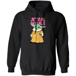 Star Wars The Mandalorian The Child Pink Bubble Letters Baby Yoda Shirt Hoodie