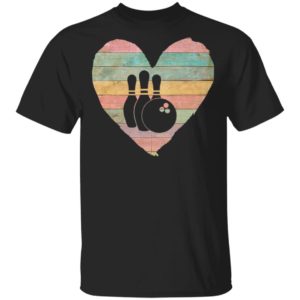 Bowling Vintage Retro Heart Bowling Valentines Day T-Shirt Long Sleeve