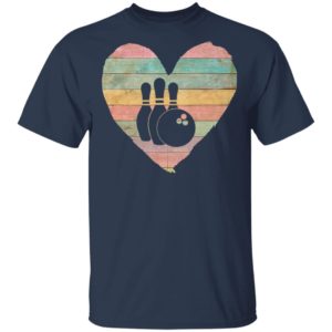 Bowling Vintage Retro Heart Bowling Valentines Day T-Shirt Long Sleeve