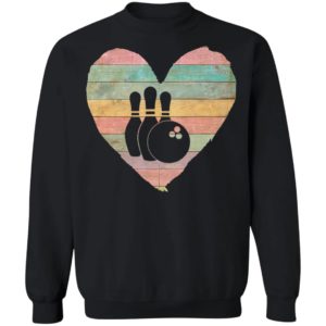 Bowling Vintage Retro Heart Bowling Valentines Day T-Shirt Long Sleeve