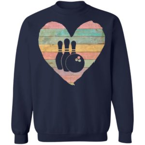 Bowling Vintage Retro Heart Bowling Valentines Day T-Shirt Long Sleeve