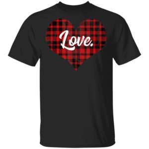 Buffalo Plaid Heart T Shirt Valentines Day Heart Shirt Long Sleeve
