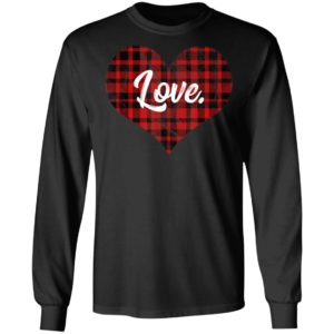 Buffalo Plaid Heart T Shirt Valentines Day Heart Shirt Long Sleeve
