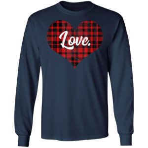 Buffalo Plaid Heart T Shirt Valentines Day Heart Shirt Long Sleeve