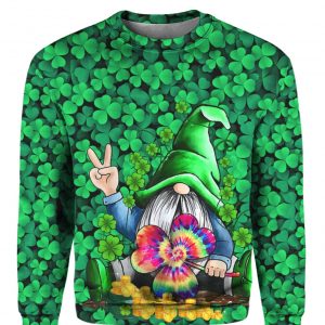 Hippie Gnomes Clover St Patricks Day 3D Print T-Shirt, Long Sleeve, Hoodie