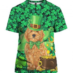 Goldendoodle St Patricks Day Irish Dog 3D Print Shirt, Long Sleeve, Hoodie