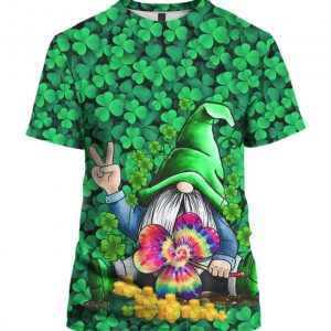 Hippie Gnomes Clover St Patricks Day 3D Print T-Shirt, Long Sleeve, Hoodie