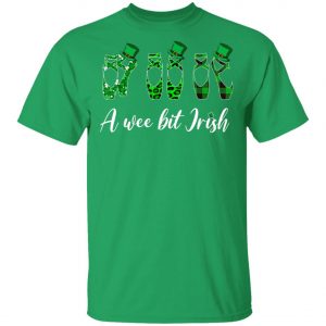 A Wee Bit Irish Green Plaid Ballet Shoes St Patricks Day Shirt, Long Sleeve