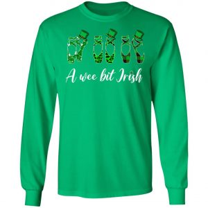 A Wee Bit Irish Green Plaid Ballet Shoes St Patricks Day Shirt, Long Sleeve