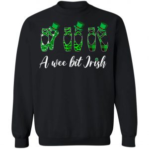A Wee Bit Irish Green Plaid Ballet Shoes St Patricks Day Shirt, Long Sleeve