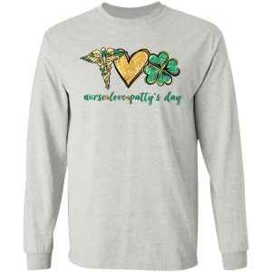 Nurse Love Shamrock Pattys Day Funny Patricks Day T-Shirt, Long Sleeve, Hoodie