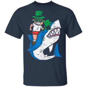 Boy Riding Irish Shark Funny St Patricks Day Kids T-Shirt, Long Sleeve, Tank Top