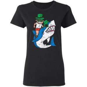 Boy Riding Irish Shark Funny St Patricks Day Kids T-Shirt, Long Sleeve, Tank Top
