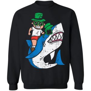 Boy Riding Irish Shark Funny St Patricks Day Kids T-Shirt, Long Sleeve, Tank Top