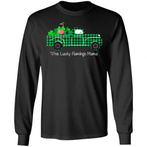 Buffalo Plaid Truck One Lucky Flamingo Mama St Patricks Day T-Shirt, Long Sleeve, Tank Top