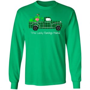 Buffalo Plaid Truck One Lucky Flamingo Mama St Patricks Day T-Shirt, Long Sleeve, Tank Top