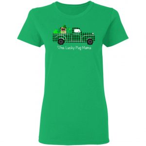 Buffalo Plaid Truck One Lucky Pug Mama St Patricks Day T-Shirt, Long Sleeve, Tank Top