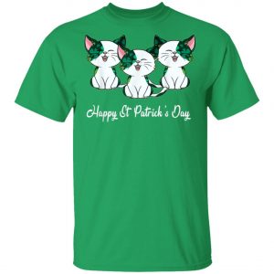 Cat Irish T-shirt Happy St Patricks Day Shamrock Buffalo T-Shirt, Long Sleeve, Tank Top