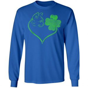 Cat Silhouette Shamrock St Patricks Day Kitten Lover Pet T-Shirt, Long Sleeve, Tank Top