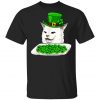 Cat Silhouette Shamrock St Patricks Day Kitten Lover Pet T-Shirt, Long Sleeve, Tank Top