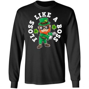 Flossing Leprechaun St. Patricks Day Irish Shamrock Gift T-Shirt, Long Sleeve, Hoodie