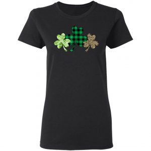Plaid Shamrock Shirt Leopard Camouflage Fun St Patricks Day T-Shirt