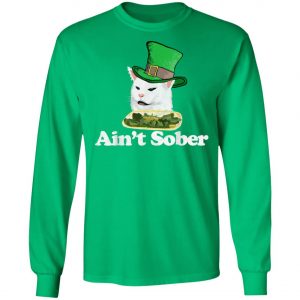 Aint Sober Drunk Arguing Cat Meme St Patricks Retro T-Shirt, Long Sleeve