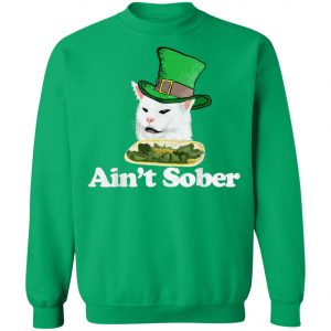 Aint Sober Drunk Arguing Cat Meme St Patricks Retro T-Shirt, Long Sleeve