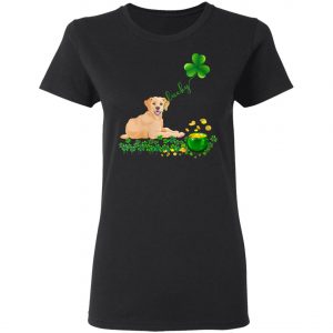 Womens Lucky Saint Yellow Labrador Dog Shamrock St Patricks Day T-Shirt, Hoodie, Long Sleeve