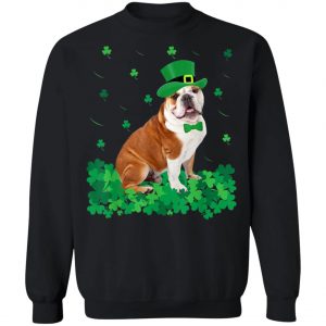 St Patricks Day English Bulldog Shamrock Pet Dog T-Shirt, Hoodie, Long Sleeve