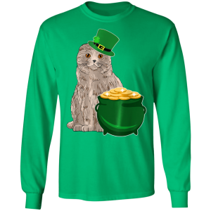 Lucky Scottish Fold St Patricks Day T-Shirt, Long Sleeve, Hoodie