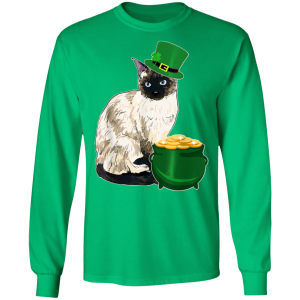 Lucky Siamese Cat St Patricks Day T-Shirt, Long Sleeve, Hoodie