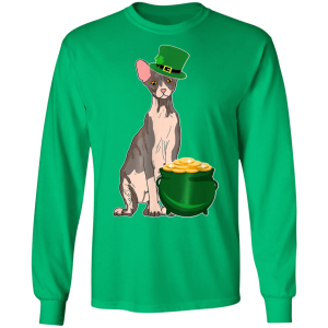 Lucky Sphynx Cat St Patricks Day T-Shirt, Long Sleeve, Hoodie