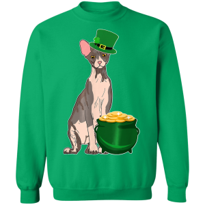 Lucky Sphynx Cat St Patricks Day T-Shirt, Long Sleeve, Hoodie