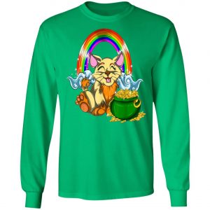Animal Cat Rainbow Irish Boys Kids Toddler St Patricks Day T-Shirt, Long Sleeve