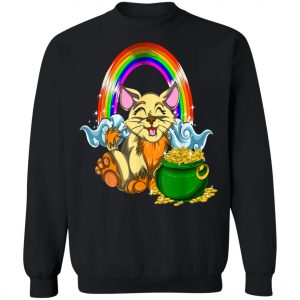 Animal Cat Rainbow Irish Boys Kids Toddler St Patricks Day T-Shirt, Long Sleeve