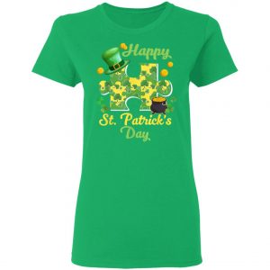 Autism Puzzle Wearing Laprechaun Hat St Patricks Day T-Shirt, Long Sleeve, Tank Top
