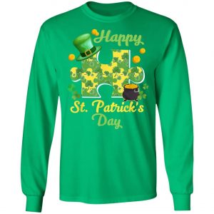 Autism Puzzle Wearing Laprechaun Hat St Patricks Day T-Shirt, Long Sleeve, Tank Top